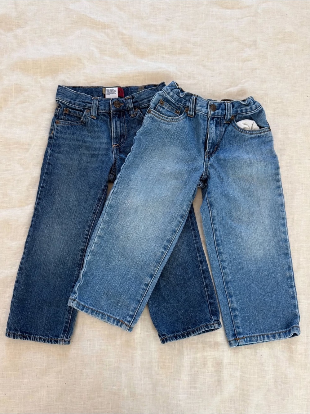 Lot of 2 Toddler Jeans 3T Old Navy & Greendog Adjustable Waist 100% Cotton